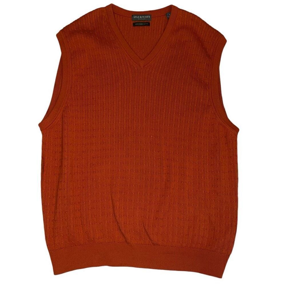 LYLE & SCOTT 100% Combed Cotton Orange Sweater Vest Size L